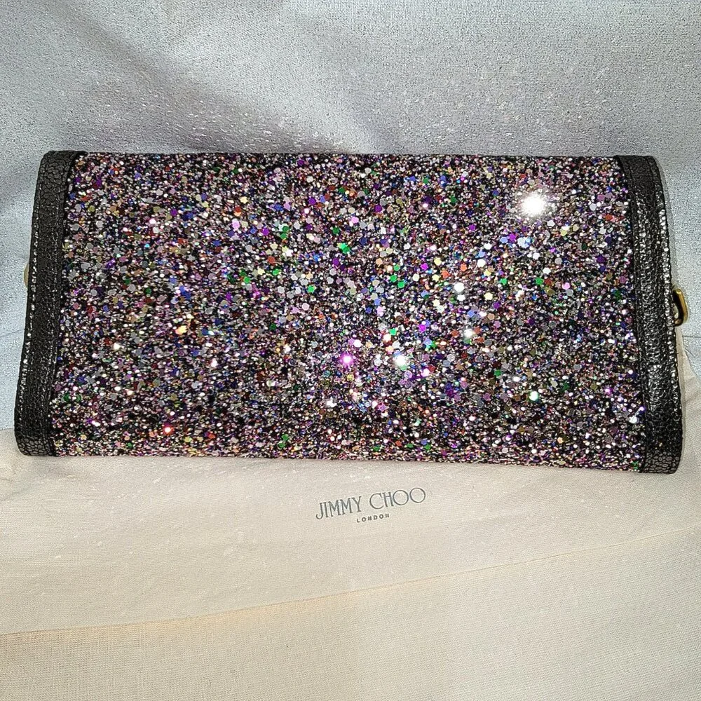 JIMMY CHOO Tilsa Glitter Clutch Wristlet - Picture 2 of 10